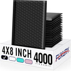 Fuxury Black Bubble Mailers 4x8" 4000 Pack, Waterproof Padded Envelopes Self Seal Bubble Envelopes, Padded Mailers for Small Business, Envelope Mailers Usable Size 4x7"