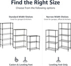 Amazon Basics 4-Shelf Adjustable, Heavy Duty Storage Shelving Unit on 3'' Wheel Casters, Metal Organizer Wire Rack, 36" L x 14" W x 57.75" H, Black