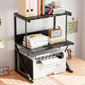 aboxoo Printer Stand for Desk, Desktop Printer Shelf Large 3-Tier Multi-Purpose Office Organization Shelves for Home Office, Black