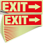 iSYFIX Exit Stickers Signs with Directional Right Arrow 12 Pack 12x4 Inch - Glow in the Dark Photoluminescent Vinyl for Office, School, Business, Warehouse - UV & Weather Resistant for Indoor/Outdoor Use