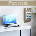 EasyPAG 8 Pocket Mesh Wall File Organizer, Hanging Paper Folder Holder with Classify Label, Vertical Wall Mount Mail Organizer for Office Home Classroom, Gold
