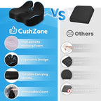 CushZone Seat Cushion, Memory Foam Office Chair Seat Cushion for Office Chairs/Car/Long Trip/Desk Chair/Gaming, X-Large Size for Sciatica & Hip & Tailbone Pain Relief, Sciatica Support (Black)