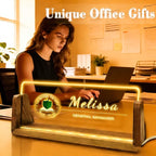 Desk Name Plate Personalized with Flowers Custom Light Up Acrylic Plaque for Desk Customized Office Gifts for Boss Coworkers Teacher Employee Office Decor for Women Men