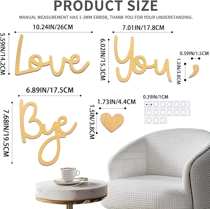 Wall Decor Large Gold Love You Bye Sign Hallway Entryway Door Wall Art Boho Decor Wood Home Decor Express Love&Warm for Your Family Lover Halloween Thanksgiving Christmas Above Door Topper Decoration