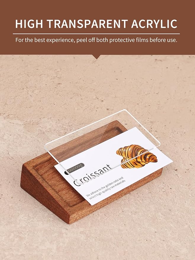 6 Pack Small Wood Price Tag Label Holder Tabletop Stand or Recline Small Sign Holder for Retail Store Boutique Name Card Restaurant Food Labeling (3.15X1.57 in)