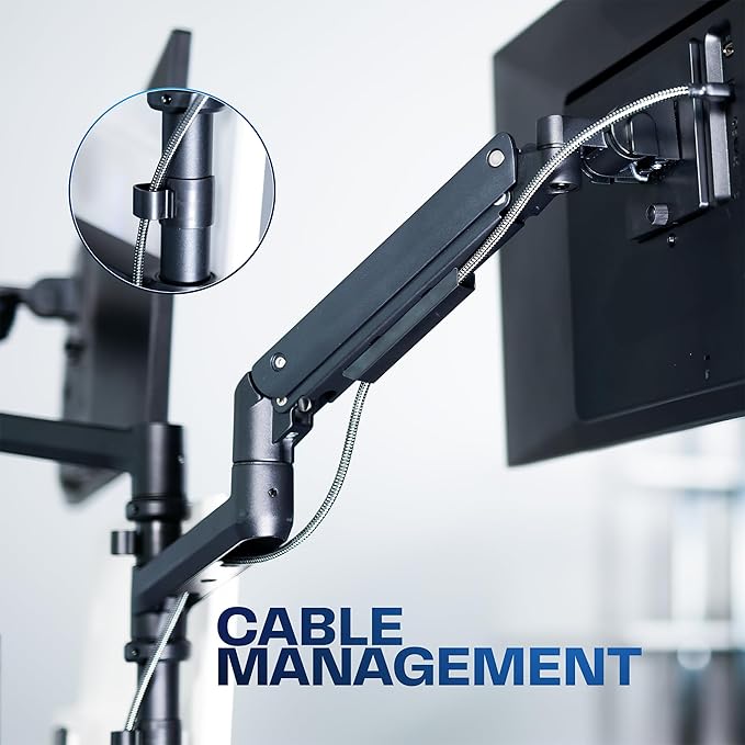 VIVO Pneumatic Arm Quad Ultrawide Monitor Extra Tall Desk Mount for Up to 49 inch Screens Individual Arm Capacity, Max 38 inch Screens for 4 Ultra Wides Up to 44 lbs, Black, STAND-V400D