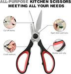 Kitchen Cooking Shears Heavy Duty Kitchen Scissor with, Detachable, All Purpose Scissors, Dishwasher Safe Scissors, Serrated Blades, Nutcracker and Bottle Opener function included (2 Pack)