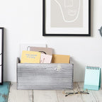 ExoLiry Rustic Gray Wood Mail Box Storage Holder File Organizer Tabletop Wooden Basket Letter Script Design Envelope Folder Decorative Container Desktop Home Office Entryway Bedroom Living Room