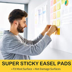 COIDEA Sticky Easel Pad, 25 in x 30 in, Large Sticky Notes for Wall, Super Sticky Easel Paper, Self Stick Flip Chart Paper for Teachers and Office, White, 30 Sheets/Pad, 6 Pad Total