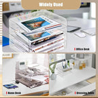 Clear Stackable Paper Trays 4 Pack, PET Letter Tray Desk Organizer, Desktop Organizers and Storage for Books, Magazines, Folders, A4 Size File Paper, Office Supplies