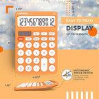 CATIGA 12 Digit Desktop Calculator Basic Desk Calculator with Large LCD Display, Big Buttons, 4 Function, Solar and Battery Dual Power, for Office, School, Home, SD-1292 Orange