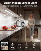 EZVALO 3 Pack Under Cabinet Lighting, 4000mAh Rechargeable Motion Sensor Light, 16inch Magnetic Closet Lights with Dimmable & 3 Color Temps, Wireless Motion Activated Lights with Remote for Kitchen