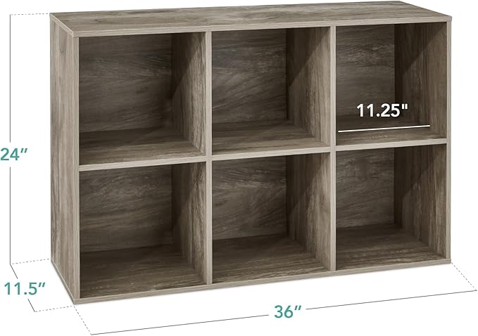 Best Choice Products 6-Cube Storage Organizer, 11in Shelf Opening, Bookcase, Display Shelf, Customizable w/ 3 Removable Back Panels – Greige