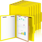 Skyygemm 12 Pcs Classification Folders Letter Size, 1 Divider Pressboard File Folder with Fasteners, Expanding File Organizer Bulk for School Teachers, Office Employee, Coworker, Staff (Yellow)