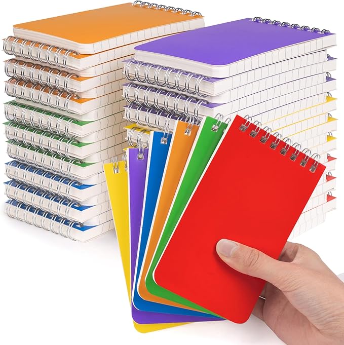 WeLiu Pocket Notebook Bulk 3x5 Inch, 42 Packs Mini Top Bound Spiral Notepad, Memo Pads 6 Colored 60Sheets/120Pages (80GSM), Small Notepads for Listing, Planning, Note Taking