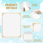 gisgfim 15Pcs Certificate Holders Diploma Covers Single Sided Gold Foil Border Award Certificate Covers for Letter Size 8.5x11 Certificates Cardstock Document Papers Storage Organizer (White)
