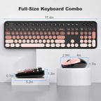 MOFII Wireless Keyboard and Mouse Combo, Full Size 2.4G Plug and Play Typewriter Retro Round Computer Keyboard and Mouse Set for Windows, Computer, Desktop, PC, Notebook - (BlackBerry Gradient)