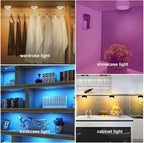 Onumii Puck Lights with Remote Battery Operated ED Under Cabinet Lighting Wireless Stick on Color Changing Timer Tap Lights for Cabinets Shelves Closets Display Case - 2Pack White