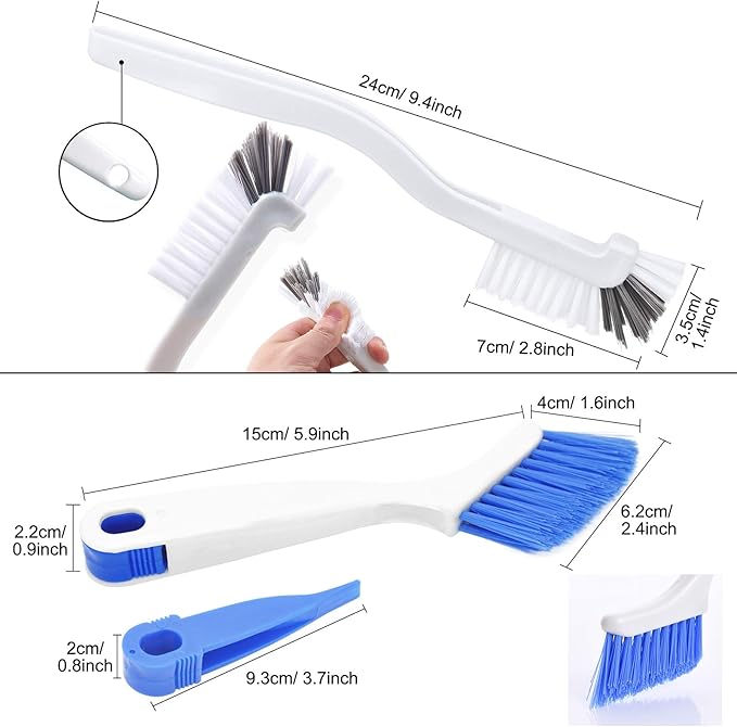 SHUNWEI 2 Pcs Cleaning Brush Small Scrub Brush for Cleaning Sink Scrub Brush with Handle, Bathroom Kitchen Edge Corner Grout Cleaning Brushes for Household Use, Window Track Cleaning Brush