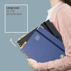 POPRUN Monthly Planner 2026-2027 Spiral Hardcover (8'' x 10''), 18 Months Calendar (Jan.2026-Jun.2027) - 2 Pages per Month with Dotted Note Pages, Sunday Start, Laminated Tab - Navy Blue