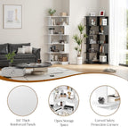 Farini 5-Tier Corner Bookshelf,L-Shaped Bookcase Freestanding Storage Shelf & Display Stand for Living Room, Office, Bedroom,White