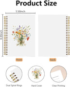 BitKan Floral Spiral Notebook, Pretty Colorful Wildflower Flower Aesthetic Journal, Cottagecore Floral Journal for Women, Preppy Bow Botanical Flower Notebook 5.5x8.3 Inch-373