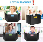 24 Pack Black Desk Dividers for Students, Privacy Shields Folder for Students, Durable & Waterproof Plastic Study Board, Classroom Teacher Supplies Test Divider, Includes 40pcs Extra Labels