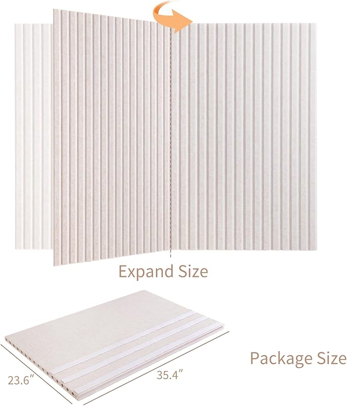Lightomorrow Large Bulletin Board, 48 x 36 inches Felt Board Decorative Pin Board, 4' x 3' Cork Board Alternative for Wall, Foldable Photo Board with 20 Pushpins - Oatmeal Stripes