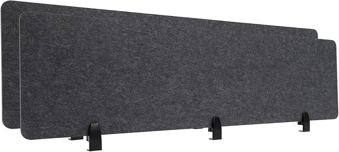 2 Pack Polyester Desk Dividers, Soundproof Room Divider Office Furniture Partitions, Privacy Desk Panel with Clamps, Stand Up Freestanding Desk Privacy Panel for Office Classroom(60" x 16")