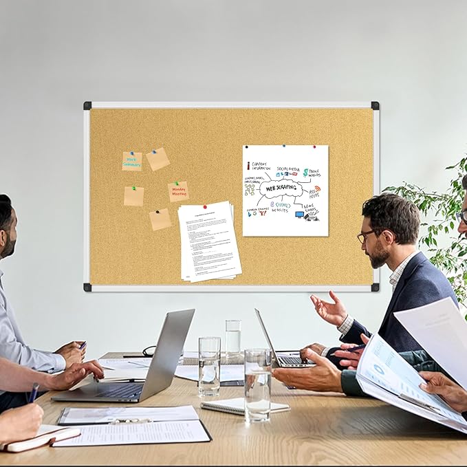 XBoard Cork Board Bulletin Board 48 x 31 inch, Corkboard with Push Pin for Display and Organization