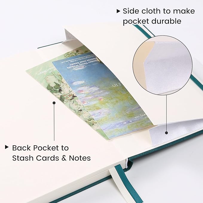 TSFPapier Lined Journal Notebook for Women Men 216 Pages A5 Hardcover Journals for Writing Daily Journaling Notebook for Work, School, Note Taking, Business, Travel Dark Green