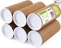 3" x 6" Reinforced Kraft Paper Mailing Tubes, Pack of 6 Tubes with 2 Caps Each – USPS Approved Poster Tube – Made in USA Cardboard Tube for Shipping and Storing Posters, Prints, Artwork, or Documents