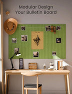 Fluxynara Large Felt Bulletin Board 48" x 36" Cork Board Alternative-12 Pack with 70 Safe Removable Adhesive Tabs, Cork Boards for Walls Cork Board for Home Office Classroom Pin Board-Kelly Green