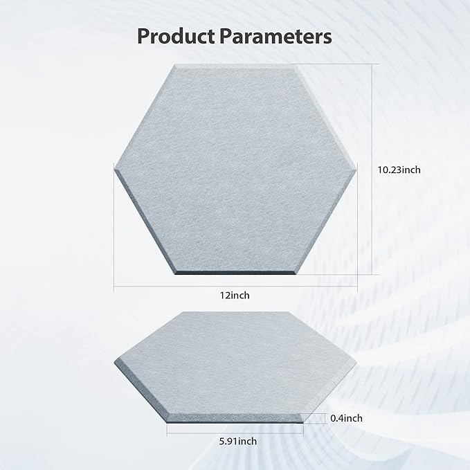 Amantech 12 Pack Acoustic Panels Self Adhesive Sound Proof Foam, High Density Sound Acoustic Foam Panel, 12X10.23X0.4 Inch Hexagon Wall Panels in Home,Office,Reccording Room,Studio(Blue Gray)