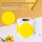 3 Inch Round Color Coding Labels (500 per Roll) - Colored Dot Stickers Round Labels for Inventory, Warehouse, Office Organizing - Yellow Circle Stickers