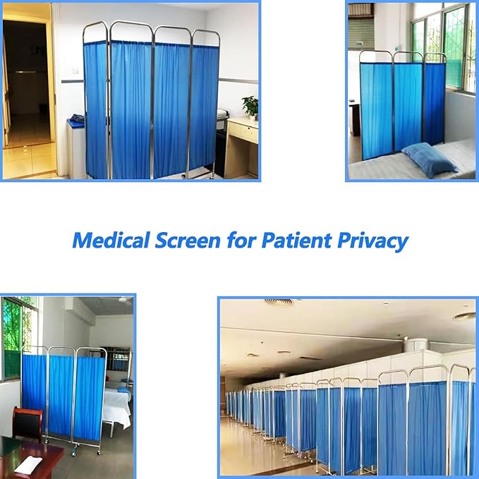 Portable Medical Privacy Screen, Medical Privacy Screen on Wheels, Rolling Medical Room Divider for Hospitals Clinics Bedrooms Beauty Salon (Blue, 6 Panel)