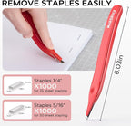 MARSROCK Effortless Stapler for Desk with 40-50 Sheet Capacity, 2000 Staples, 1-Touch Stapling, Ergonomic & Easy to Load Desktop Staplers, Heavy Duty Stapler, and Magnetic Staple Remover, Red