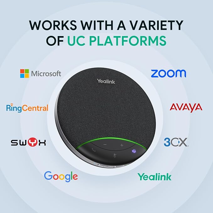 Yealink SP92 Conference Speaker and Microphone with Al Noise Cancellation, 20H Call Time, 13ft Pick-up, 360° Omni Mic 50mm Full-Duplex Speaker, Bluetooth 5.3/USB Speakerphone for Teams