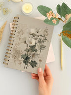 BitKan Vintage Floral Spiral Notebook, Classical Floral Botanical Aesthetic Journal Supplies, Flower Journal for Women, Retro Rustic Flower Notebook 5.5x8.3 Inch-384