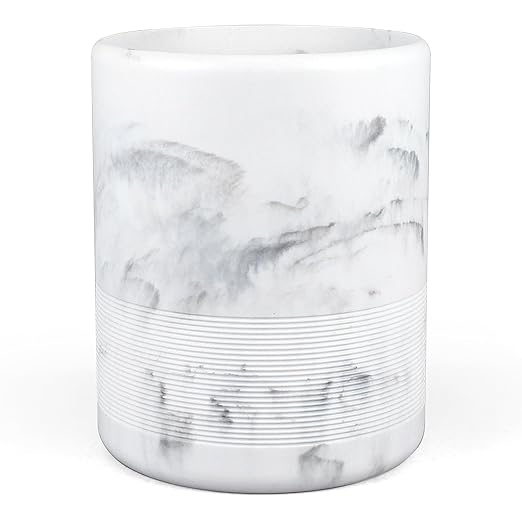 YMXYJM Modern Resin Trash Can Bin, Wastebasket for Bathroom, Kitchen, Office, Home, Marble White