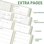 2026 Planner, Annecy Weekly ＆ Monthly Planner 2026, Jan. 2026 – Dec. 2026, 9" x 11" Monthly Agenda Planner with Tabs, Vegan Leather Cover, Spiral Binding, Double-sided Pocket, Bookmark, Green