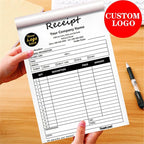 Custom Invoice Book in 3-Part /2-Part Receipt Book with Carbon Copies Personalized Carbonless Service Invoice Form Books Sales Order Book with Company Name Logo Address,D-Receipt Book