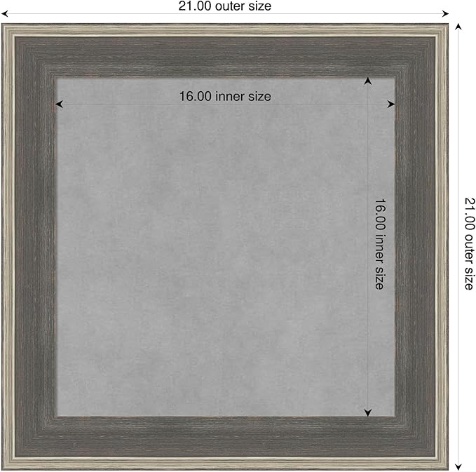 Amanti Art Grey Framed Magnetic Board 21x21 Small Vision Board for use with Magnets, 100% Metal Sheet to Display Items as Office Decor or for Home Organization in mudroom, Kitchen or Kids Room