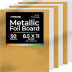 Hygloss Metallic Cardstock Sheets – 50 Shiny Gold & Silver Sheets, 8.5” x 11” - Sturdy 10 pt. – Metallic Foil Board Paper for Crafts, Scrapbooking, Posters & Decorations