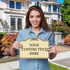 Custom Decorative Sign, Personalized Metal Sign for Business, Driveway, Home, Airbnb, Office Door Plaque, Brown Border Sign, 7x10 Inches, ACM, Fade Resistant, Made in USA by Sigo Signs