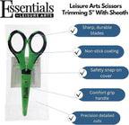 Essentials by Leisure Arts 5 in Trimming Scissors with Sheath - Garden Shears with Non-Stick Blades, Sharp Plant Cutter for Clean Cuts, Pruning, and Gardening Tasks