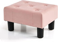 BRIAN & DANY Small Foot Stool, Velvet Foot Stools with Legs, Stable Small Footstool for Living Room, Pink