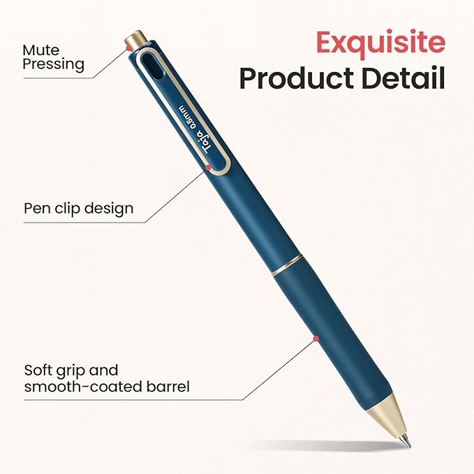 Taja Gel Pens, 6 Pcs Quick Dry Black Gel Ink Pens, 0.5mm Fine Point Smooth Writing Pens for Journaling and Note Taking, Cute Aesthetic Pens for Women & Men-Vintage