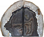 Nature's Decorations A Quality Black Agate Geode Bookends - Heavy Duty with Non-Skid Rubber Bumpers for Shelves, Office, Home Decor - Cool Crystal Stone (1 Pair 2-3 LB)