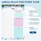 Thboxes 60 Pages To Do List Notepad, 6.7” X 9.8” To Do List Notebook Tear Off for Work Woman & Man Task Planner Notebook for Office School Task Checklist Pad Blue